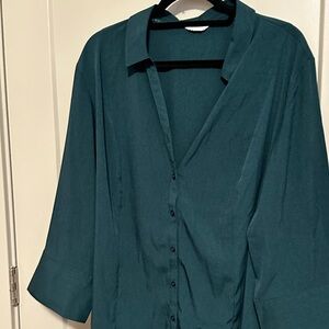 Teal Button-Up Blouse